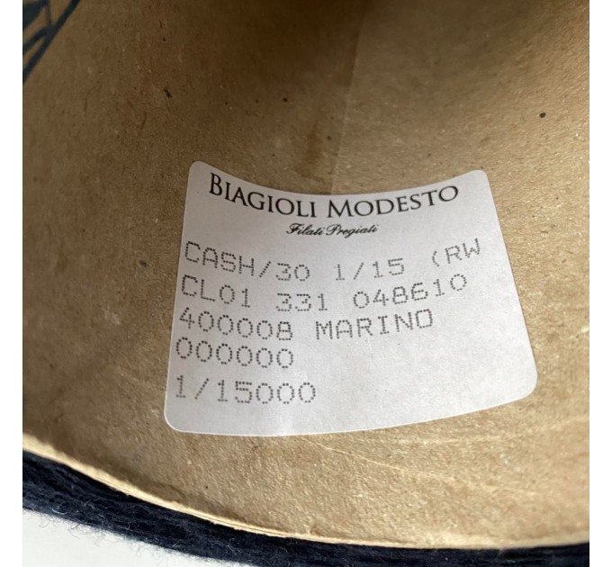 Пряжа кашемир с мериносом Filati Biagioli Modesto Cashmere 30 #11955 Темный синий 100г/1500м (ост. 176г)