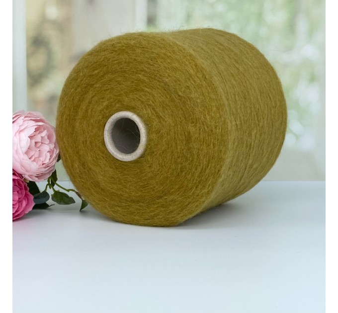 Пряжа кид мохер с мериносом MocherBella #11448 Темная горчица 100г/1000м