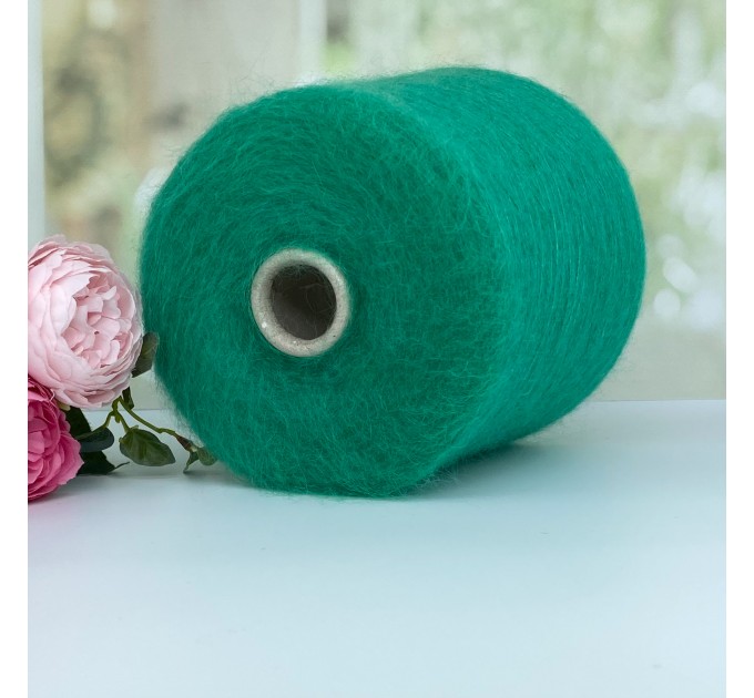 Пряжа супер кид мохер на шелке Filati Exclusive Collection #11728 Густой мятный зеленоватый 100г/950м